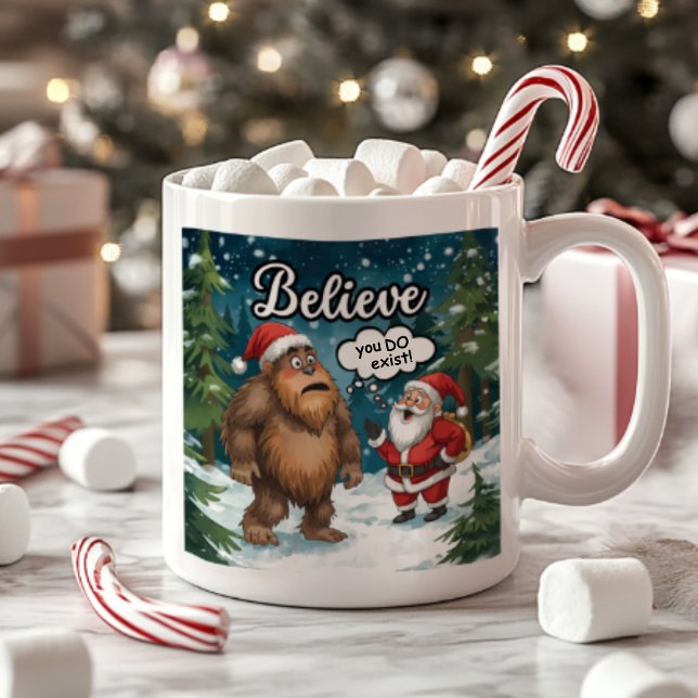 Taza De Café Sasquatch Meets Santa I Believe Funny Christmas (Subido por el creador)
