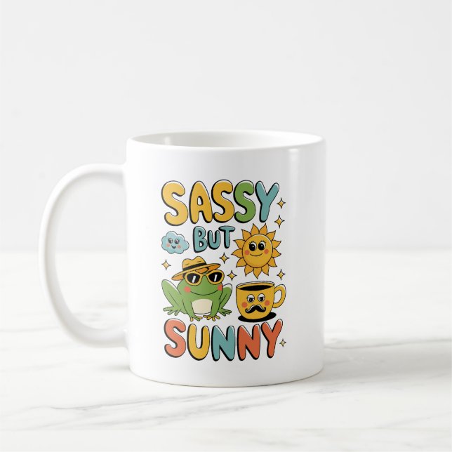 Taza De Café Sassy pero Sunny - Gracioso verano de rana (Izquierda)