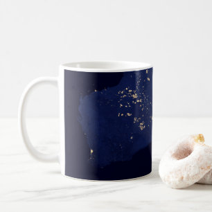 Taza De Café Satélite Las Luces Nocturnas De Australia.