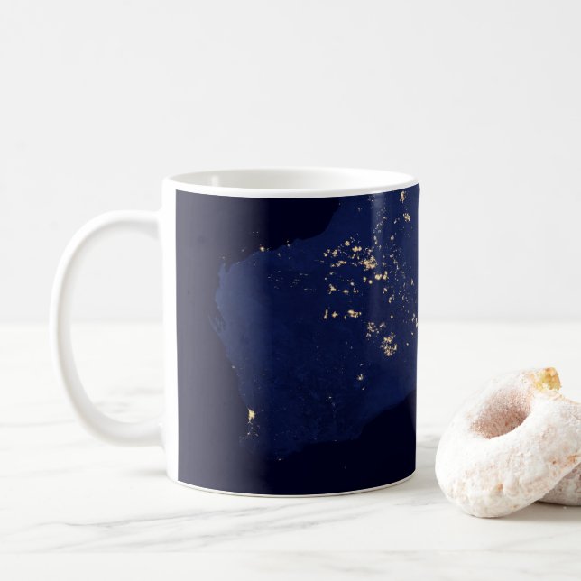 Taza De Café Satélite Las Luces Nocturnas De Australia. (Con donut)