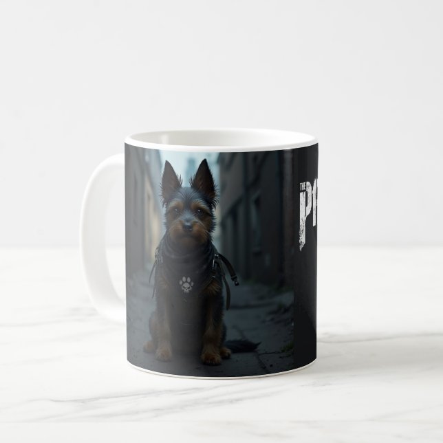 Taza De Café Sátira de la parodia pawnisher Vigilante Terrier (Anverso izquierdo)