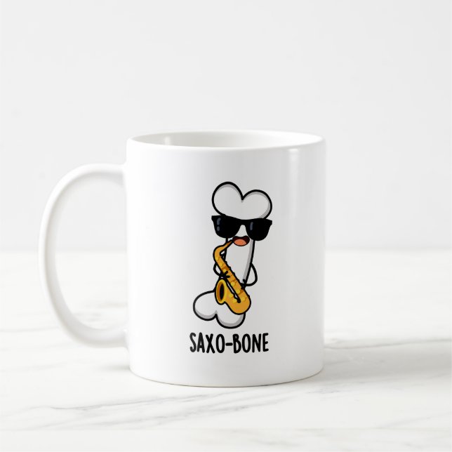Taza De Café Saxo bone Funny Bone Funny Music Pun (Izquierda)
