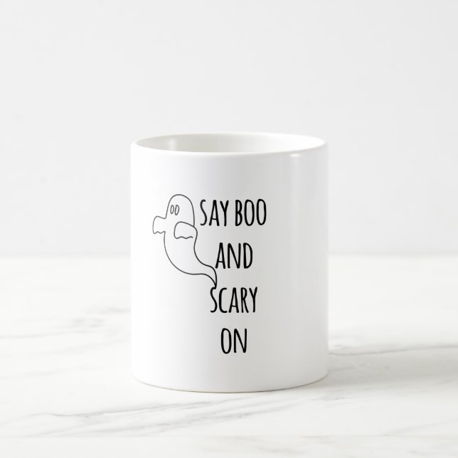 Taza De Café Say Boo Y Sasuy On - Funny Halloween (Centro)