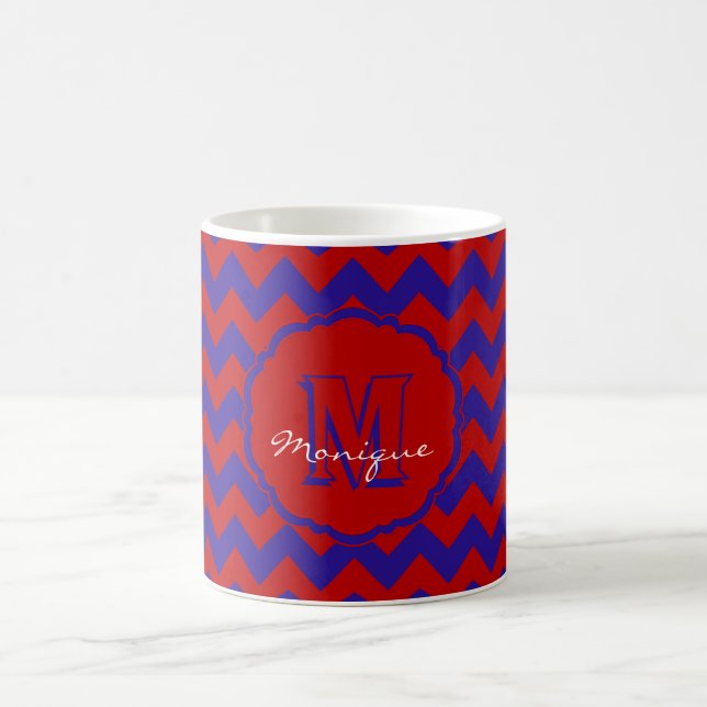 Taza De Café SC Monograma Chevron, Red-Blue-Coffee Mug (Centro)
