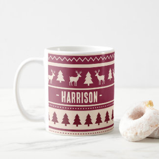 Taza De Café Scandi Fair Isle | Jersey Feo de Navidad Nombre Pe