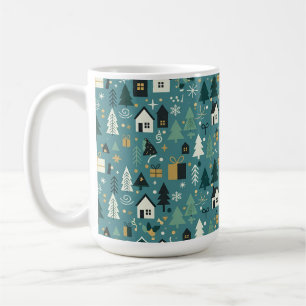 Taza De Café Scandinavian Merry Christmas Tree Winter Snow