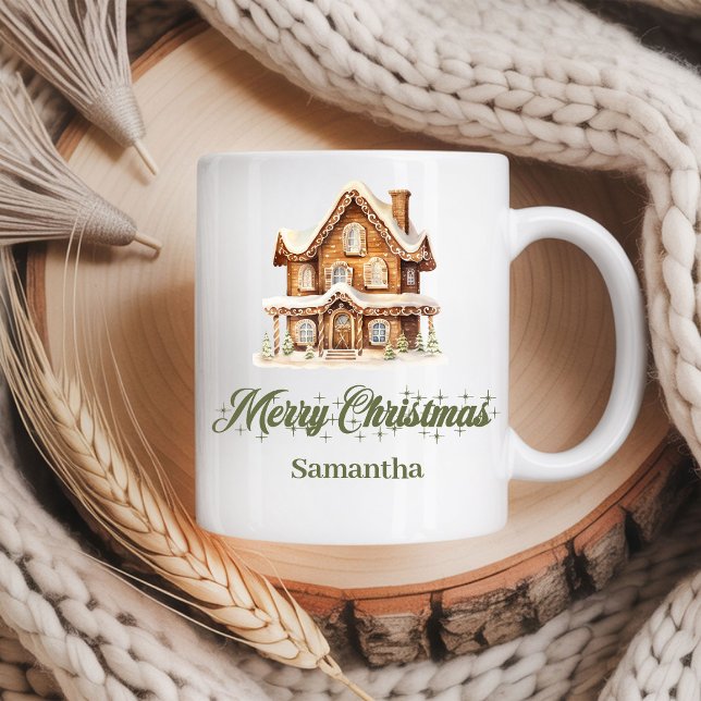 Taza De Café Scandinavian Script Christmas Mug Custom Name (Scandinavian Script Christmas Mug Custom Name)