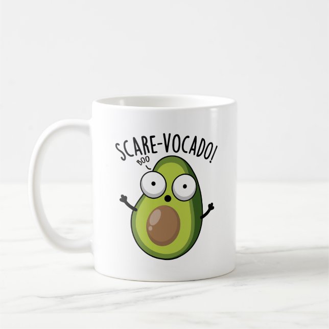 Taza De Café Scare-vocaco Funny Aguacate Pun (Izquierda)