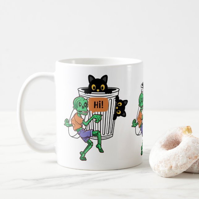 Taza De Café Scaredy Cat Halloween (Con donut)