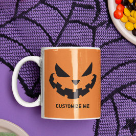 Taza De Café Scary Jack O Lantern Personalizado Naranja Hallowe
