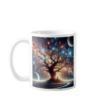 Scène surréaliste d'un arbre sous les lumières.