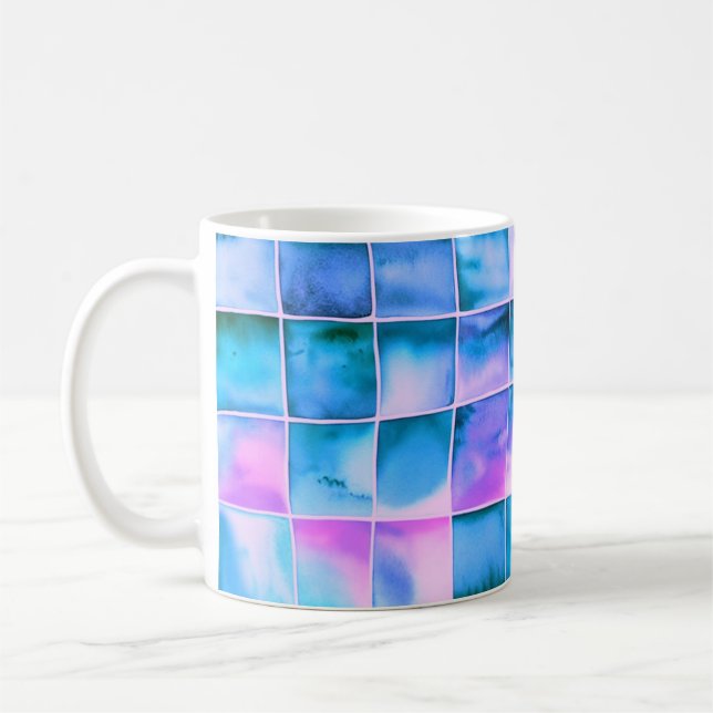 Taza De Café Schachbrettmuster Aquarell  (Izquierda)