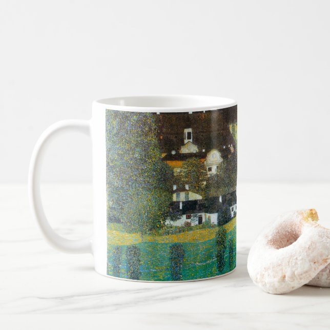 Taza De Café Schloss Kammer en el Attersee II de Gustav Klimt (Con donut)