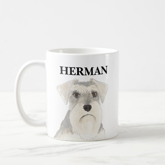 Taza De Café Schnauzer blanco y gris personalizado (Izquierda)