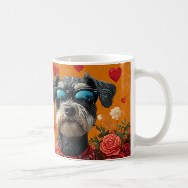Taza De Café Schnauzer con El día de San Valentín de Rosas del  (Derecha)