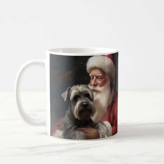 Taza De Café Schnauzer Con Navidades festivos de Santa Claus (Izquierda)