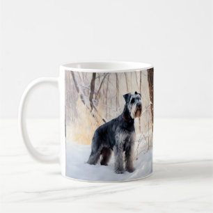 Taza De Café Schnauzer Deja que nieve Navidad