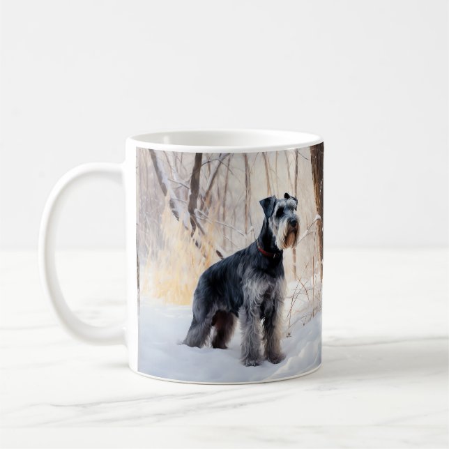 Taza De Café Schnauzer Deja que nieve Navidad (Izquierda)