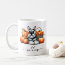 Schnauzer Dog Fall Mug con nombre personalizado