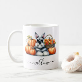 Taza De Café Schnauzer Dog Fall Mug con nombre personalizado