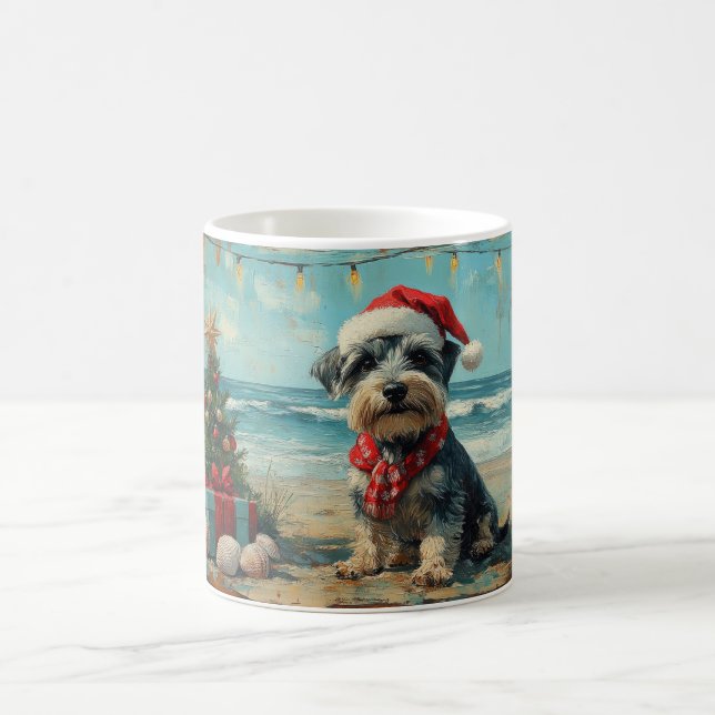 Taza De Café Schnauzer Dog Navidades Vintage Beach (Centro)