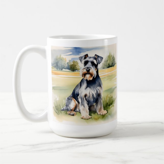 Taza De Café Schnauzer en miniatura de acuarela - Impresión de  (Izquierda)