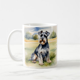 Taza De Café Schnauzer en miniatura de acuarela - Impresión de