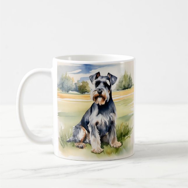 Taza De Café Schnauzer en miniatura de acuarela - Impresión de  (Izquierda)