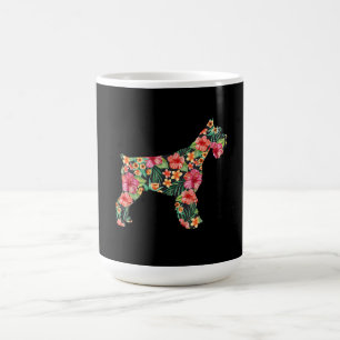 Taza De Café Schnauzer Flower Funny Dog Silhouette Floral Gifts