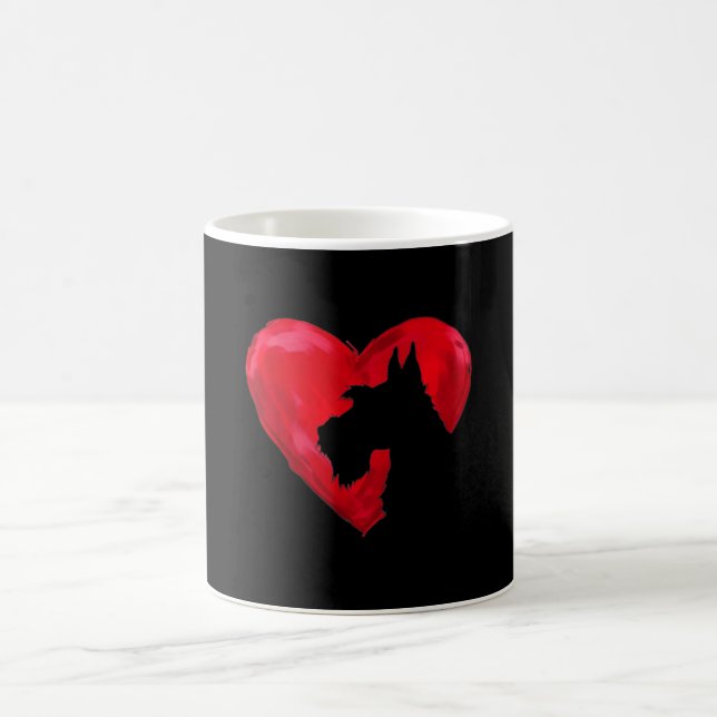 Taza De Café Schnauzer Heart Silhouette Día de San Valentín Dog (Centro)
