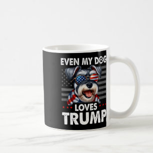 Taza De Café Schnauzer, incluso mi perro ama a Trump gracioso
