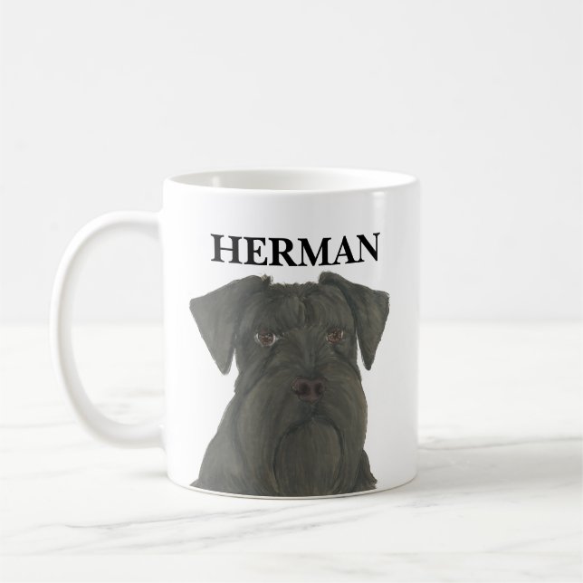 Taza De Café Schnauzer negro personalizado (Izquierda)