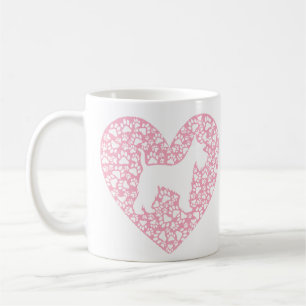Taza De Café Schnauzer Silhouette Heart Paws Print - Dog Lover