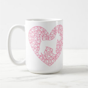 Taza De Café Schnauzer Silhouette Heart Paws Print - Dog Lover