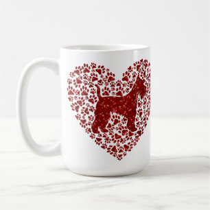 Taza De Café Schnauzer Silhouette Heart Paws Print - Dog Lover