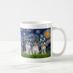 Taza De Café Schnauzers (tres) - Noche estrellada