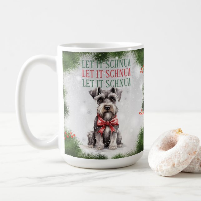 Taza De Café Schnuazer Funny Dog Pun Navidades Coffee Mug (Con donut)