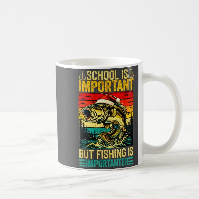 Taza De Café School Is Imrtant But Fishing Funny Christmas Fish (Derecha)