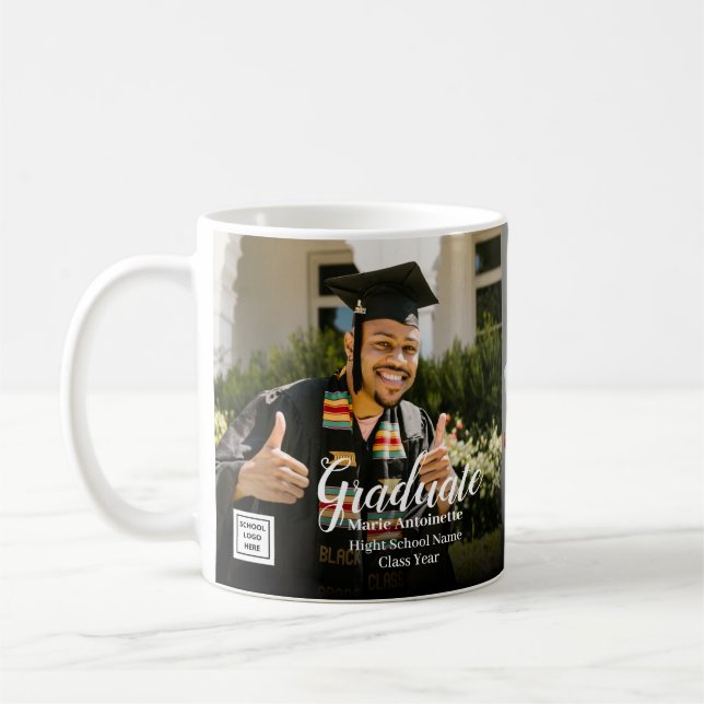 Taza De Café School Logo Graduate Photo Graduation (Izquierda)
