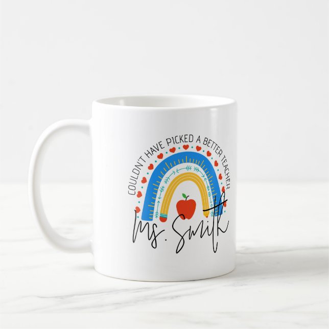 Taza De Café School Supplies Rainbow Apple Teacher Appreciation (Izquierda)