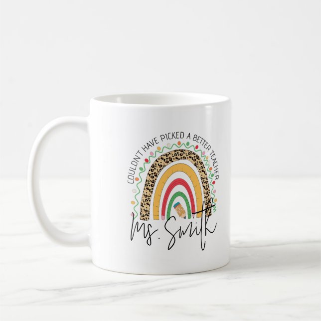 Taza De Café School Teacher Rainbow Custom Thank your Gift (Izquierda)