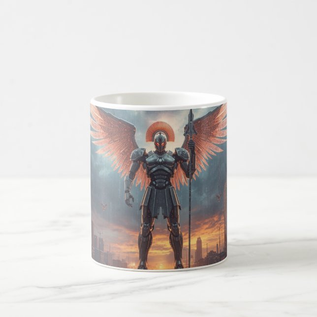 Taza De Café Sci-Fi Fantasy Cyberpunk Mug. Sentinel of Crimson (Centro)