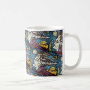 TAZA DE CAFÉ SCI FI SPACE WITCH & COMET CAT COLORFUL HALLOWEEN