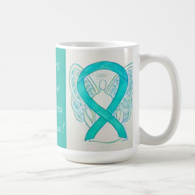 Taza De Café Scleroderma Awareness Ribbon Angel Personalizado M (Derecha)