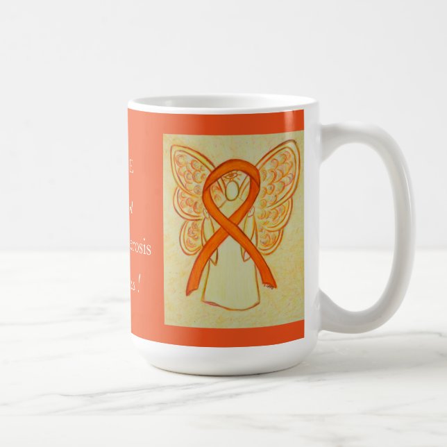 Taza De Café Sclerosis múltiple Sensibilización Cinta Angel Mug (Derecha)