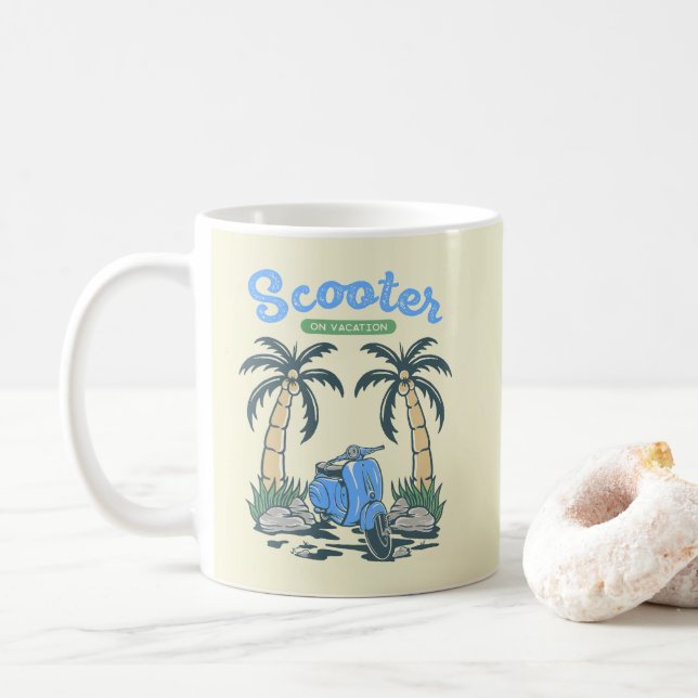 Taza De Café Scooter en vacaciones (Con donut)