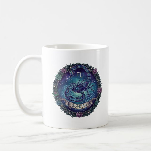 Taza De Café Scorpio Zodiac Sign Mystic Scorpion Illustration C (Izquierda)