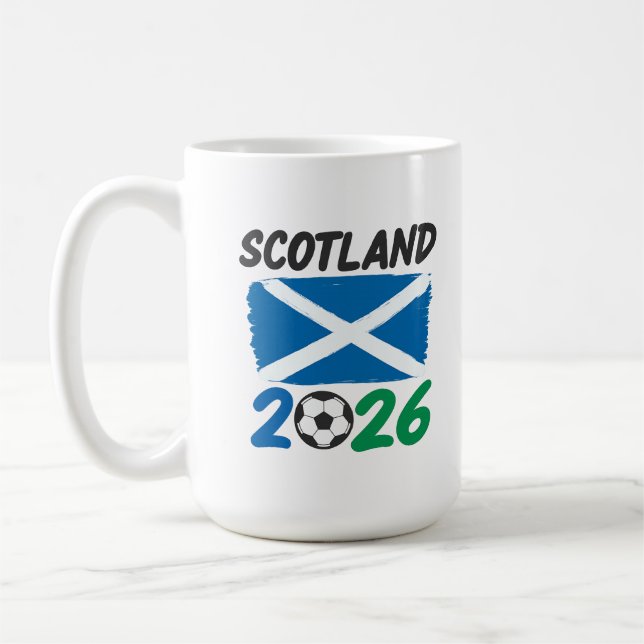 Taza De Café Scotland 2026 Soccer Fan Design / Saltire and Foot (Izquierda)