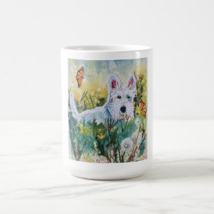 Taza De Café Scottie Feliz en un Campo