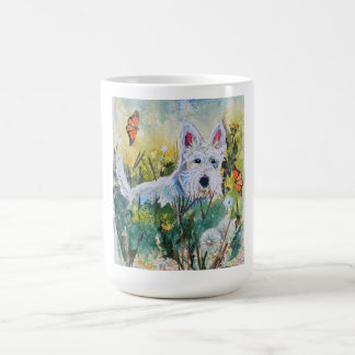 Taza De Café Scottie Feliz en un Campo